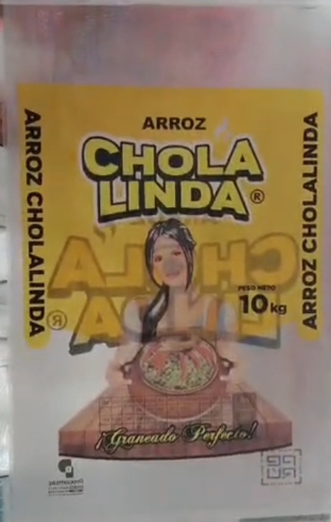 Saco de arroz vacío "Chola linda" amarillo 