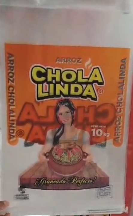 Saco de arroz vacío "Chola linda" anaranjado 