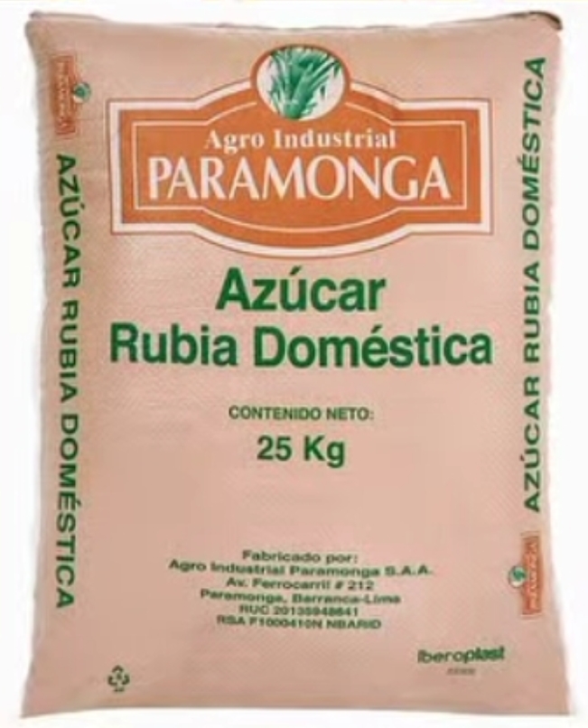 Saco vacío Agro industrial "Paramonga" de azúcar rubia doméstica