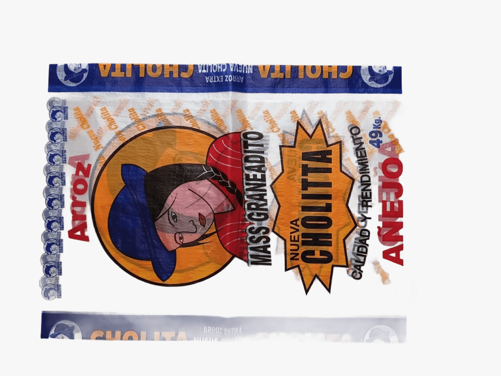 Saco de arroz "Nueva Cholitta" vacío